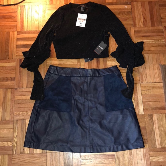 Leather blue skirt - Picture 1 of 3